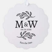 Trouwmonogram van koppel Bewaar de datum Botanisch Ornament Kaart (Achterkant)