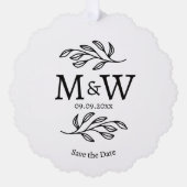 Trouwmonogram van koppel Bewaar de datum Botanisch Ornament Kaart (Voorkant)