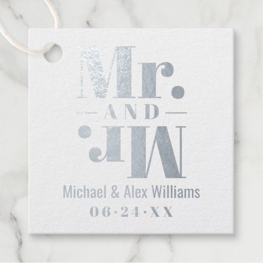 Trouwmonogram voor twee bruidegoms goud bedankjes labels (Voorkant)