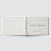 Trouwmonogram Wit Nep Linnen Gastenboek (Volledig)