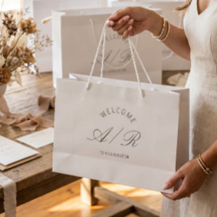 Trouwmonogram Witte Welkomsttas voor Bestemmingshu Groot Cadeauzakje