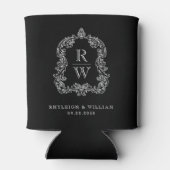 Trouwmonogram Zwart-Wit Huwelijk Blikjeskoeler (Achterkant)