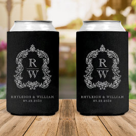 Trouwmonogram Zwart-Wit Huwelijk Blikjeskoeler