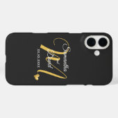 Trouwmonogramontwerp met namen en datum Case-Mate iPhone case (Achterkant (horizontaal))