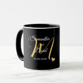 Trouwmonogramontwerp met namen en datum mok (Voorkant links)