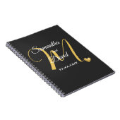 Trouwmonogramontwerp met namen en datum notitieboek (Rechterzijde)