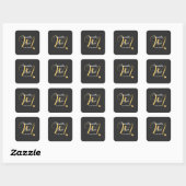 Trouwmonogramontwerp met namen en datum vierkante sticker (Vel)