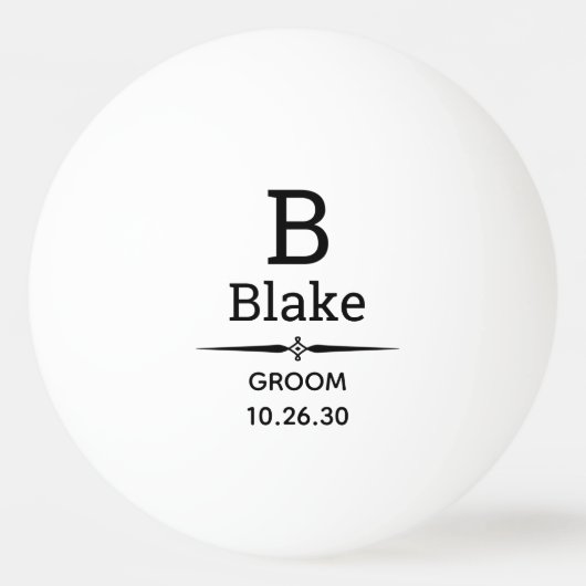 Trouwmonogramtafeltennisbal Pingpongbal (Voorkant)