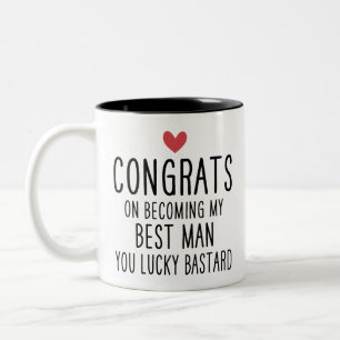 Trouwmorgen cadeau Gefeliciteerd dat je mijn getui Tweekleurige Koffiemok