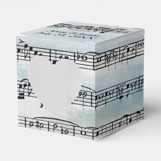 Trouwmuziekblad op waterverf bedankdoosjes (Voorkant Zijde)