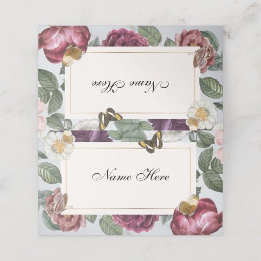 Trouwnaam Bloom Bloem Bloem Vlinder Plaatskaartje (Buitenkant ongevouwen)