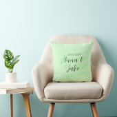 Trouwnaam datum groene waterverf pastel l kussen (Stoel)