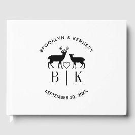 Trouwnaam Herten Monogram Rustieke Landelijke Brui Gastenboek