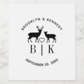 Trouwnaam Herten Monogram Rustieke Landelijke Brui Wijn Etiket (Enkel label)