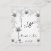 Trouwnaam Plaats Kaarten Wit Zilver Roos Blossom Plaatskaartje (Achterkant)