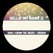 Trouwnaamkaart Hoe ik de bruid / bruidegom ken Ronde Sticker