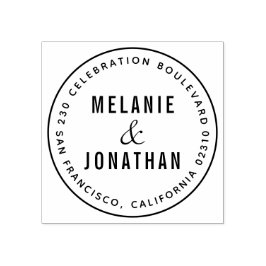 Trouwnamen Creëer Uw eigen ronde retouradres Rubberstempel