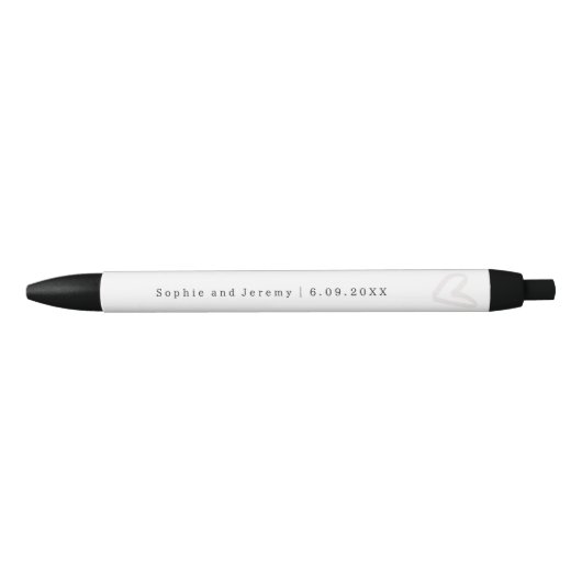 Trouwnamen Ecru Hart Zwarte Inkt Pen (Voorkant)