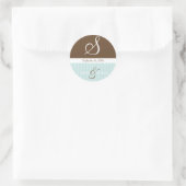 Trouwnamen en datum Monogram Ronde Sticker (Tas)