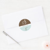 Trouwnamen en datum Monogram Ronde Sticker (Envelop)