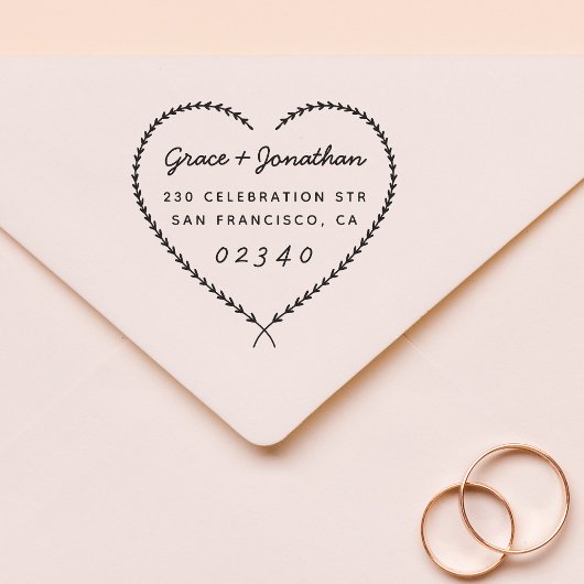 Trouwnamen Hartkrans retouradres Rubberstempel