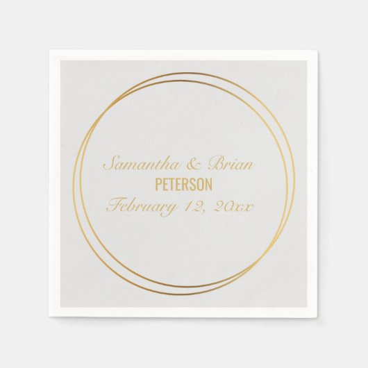 Trouwnamen met een gouden effect servet (Voorkant)