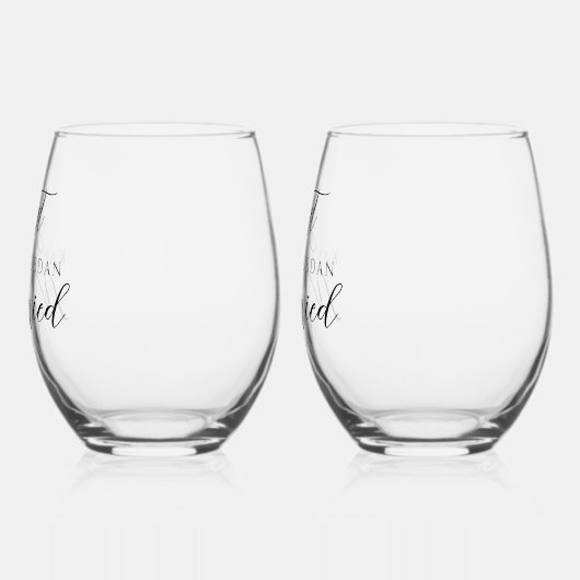 Trouwnamen net getrouwd wijnglas zonder voet (Links)