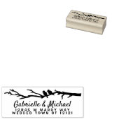Trouwnamen Retouradres | Vogels boomtak Rubberstempel (Gestempeld)