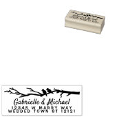 Trouwnamen Retouradres | Vogels boomtak Rubberstempel (Gestempeld)