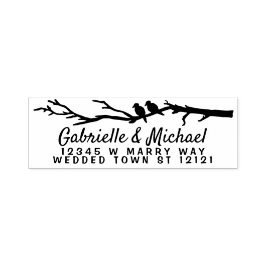 Trouwnamen Retouradres | Vogels boomtak Zelfinktende Stempel (Design)