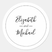 Trouwnamen Zwart en Wit  Ronde Sticker (Voorkant)