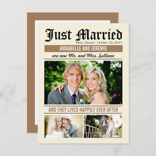 Trouwnieuws Trouwaankondiging - Tan Aankondigingskaart (Voorkant / Achterkant)