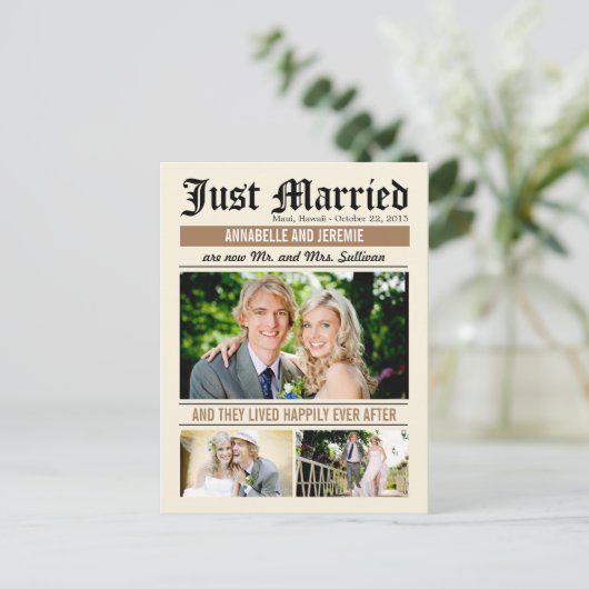 Trouwnieuws Trouwaankondiging - Tan Aankondigingskaart (Staand voorkant)