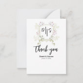 Trouwnotitiekaart met monogram en Dusky Wildflower Notitiekaartje (Voorkant)