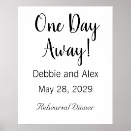 Trouwoefen diner poster bord één dag van tevoren