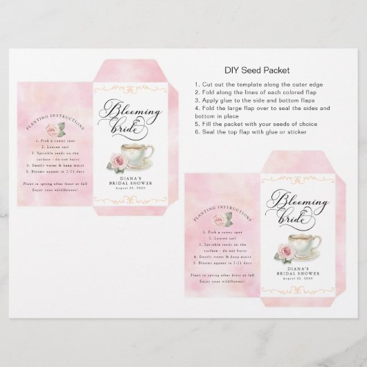 Trouwontbijt Thee Feestje Zaad Pakketje DIY Favor Flyer (Voorkant)