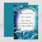 Trouwontvangst uitnodiging dolfijn strand thema (Voorkant / Achterkant)