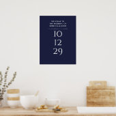 Trouwontvangstbord Navy Blue Speciale Datum Poster (Keuken)