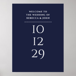 Trouwontvangstbord Navy Blue Speciale Datum Poster