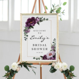 Trouwontvangstbord 'Plum Peonies' Poster