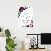 Trouwontvangstbord 'Plum Peonies' Poster (Thuiskantoor)