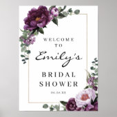 Trouwontvangstbord 'Plum Peonies' Poster (Voorkant)