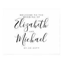 Trouwontvangstbord wit zwart effen