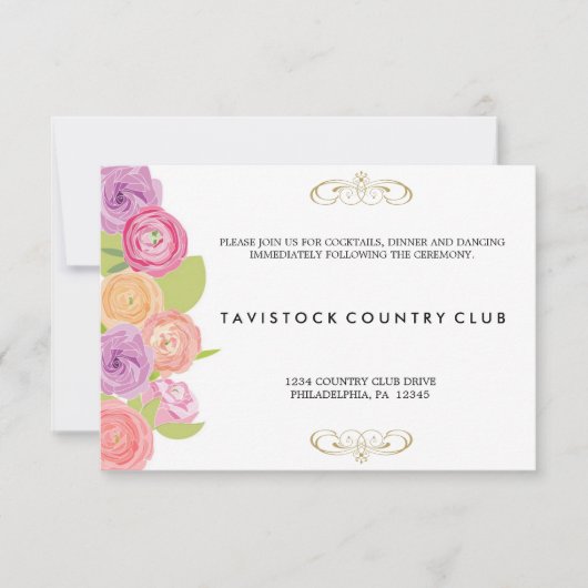 Trouwontvangstkaart met Cascaderende Bloemen Kaart (Voorkant)