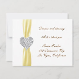 Trouwontvangstkaart met gele diamant hart kaart