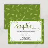 Trouwontvangstkaart met groene bladeren informatiekaartje (Voorkant / Achterkant)