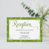 Trouwontvangstkaart met groene bladeren informatiekaartje (Staand voorkant)