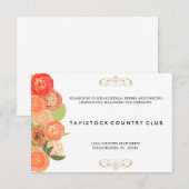 Trouwontvangstkaart met neervallende bloemen informatiekaartje (Voorkant / Achterkant)