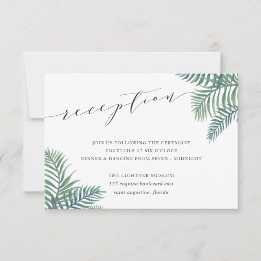 Trouwontvangstkaart met tropisch gebladerte kaart (Voorkant)
