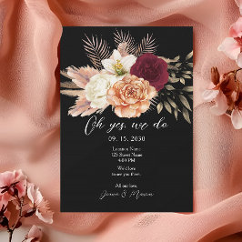 Trouwontvangstkaart met vintage zwarte bloemen kaart